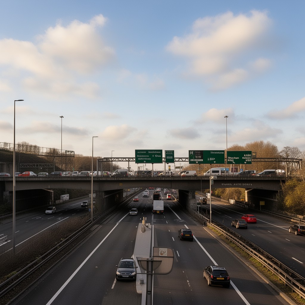 AI-generated illustration of Junction 2 of M60 motorway