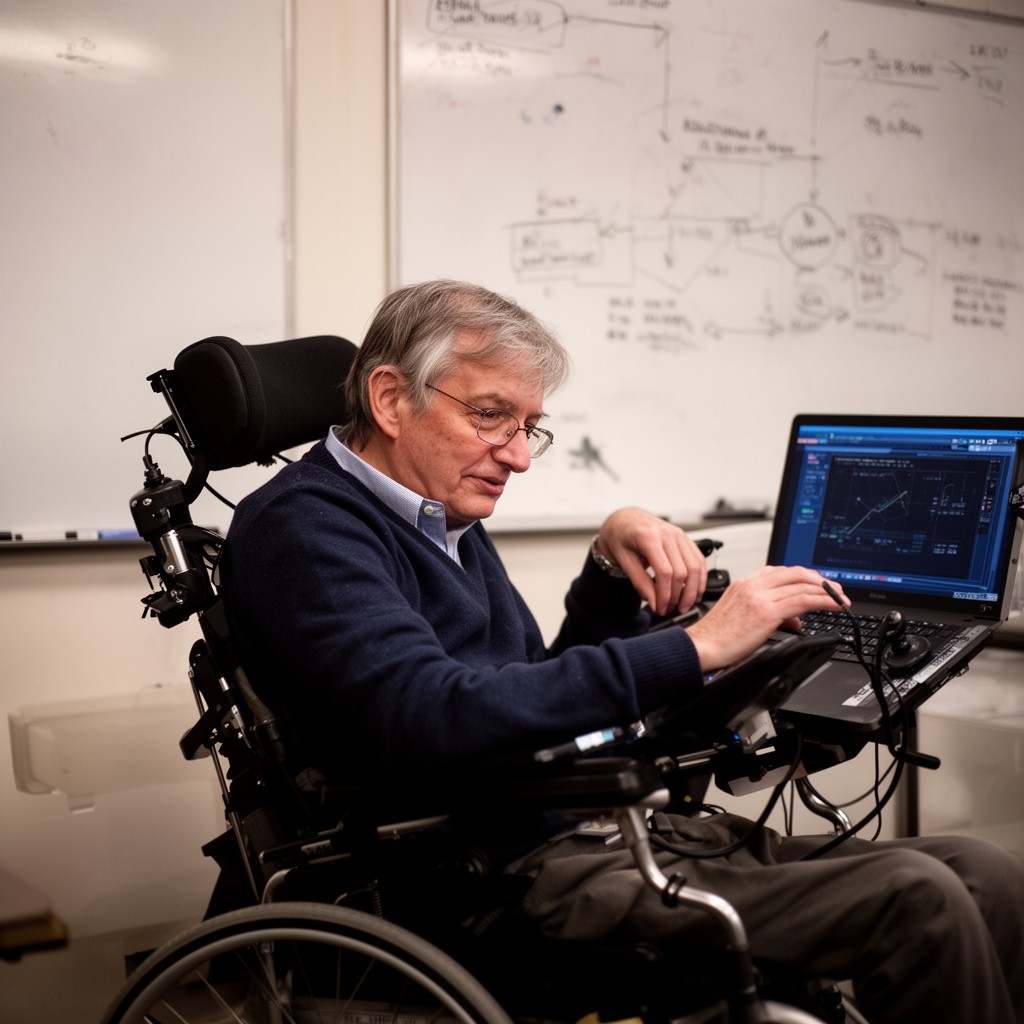 AI-generated illustration of Stephen Hawking