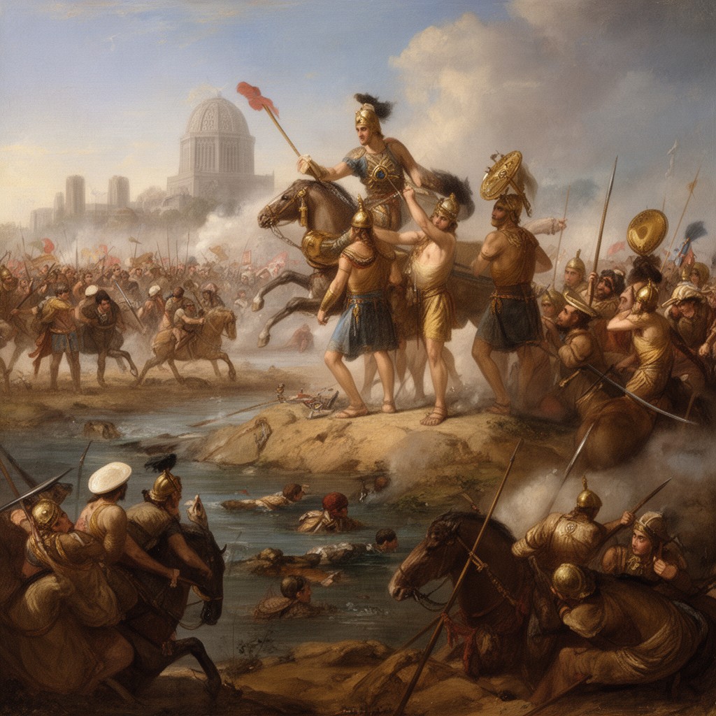 AI-generated illustration of Battle of the Hydaspes