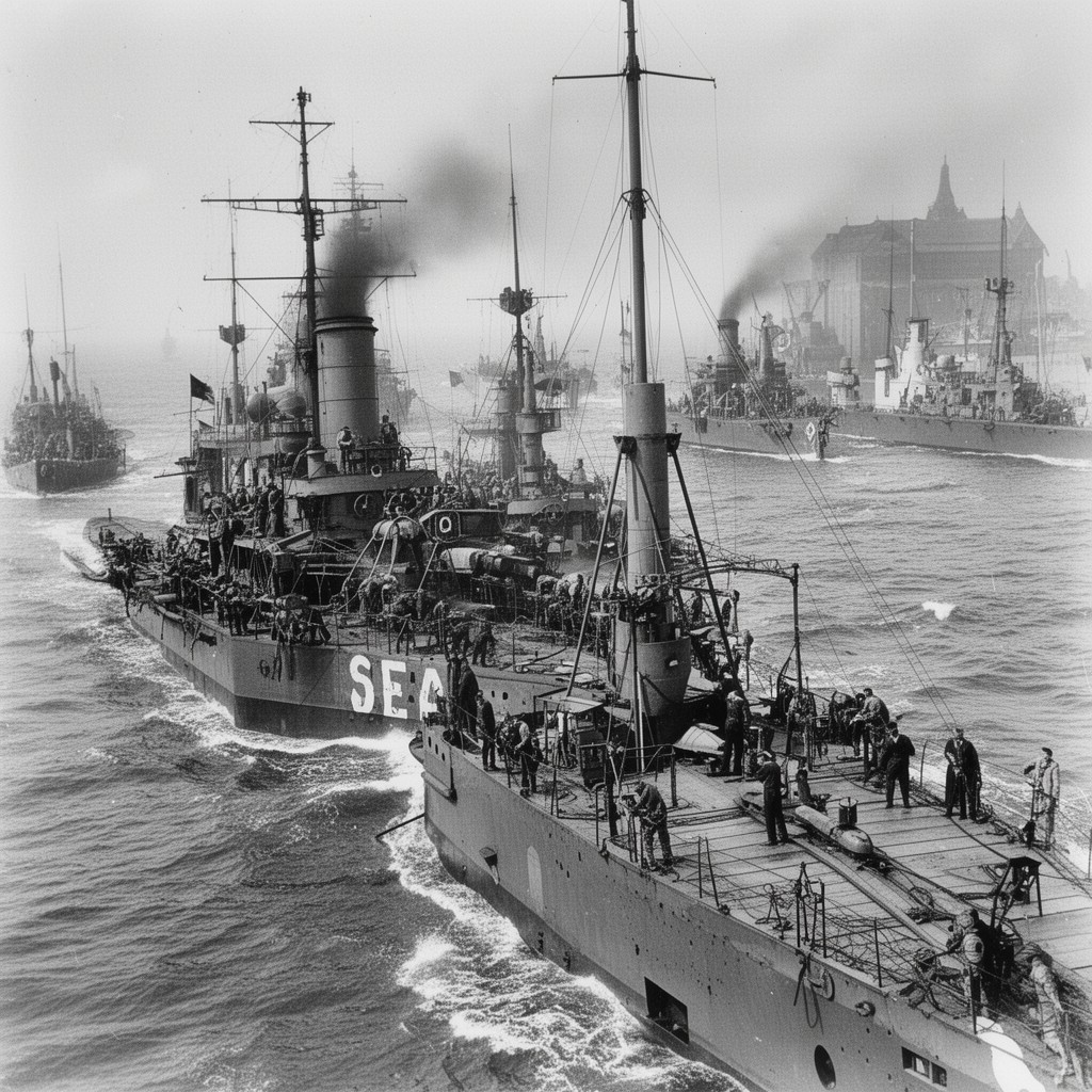 AI-generated illustration of North Sea theatre of World War I