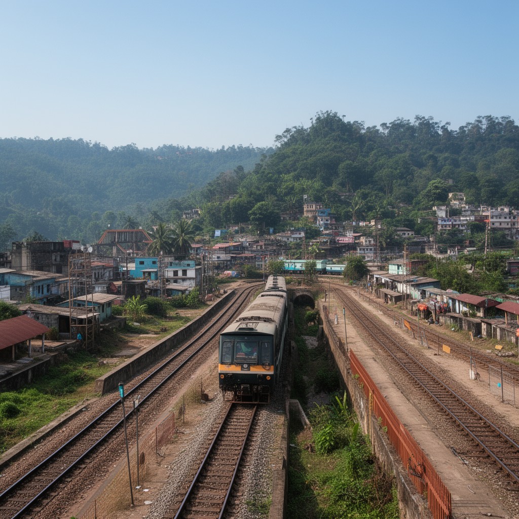 AI-generated illustration of Konkan Railway corridor