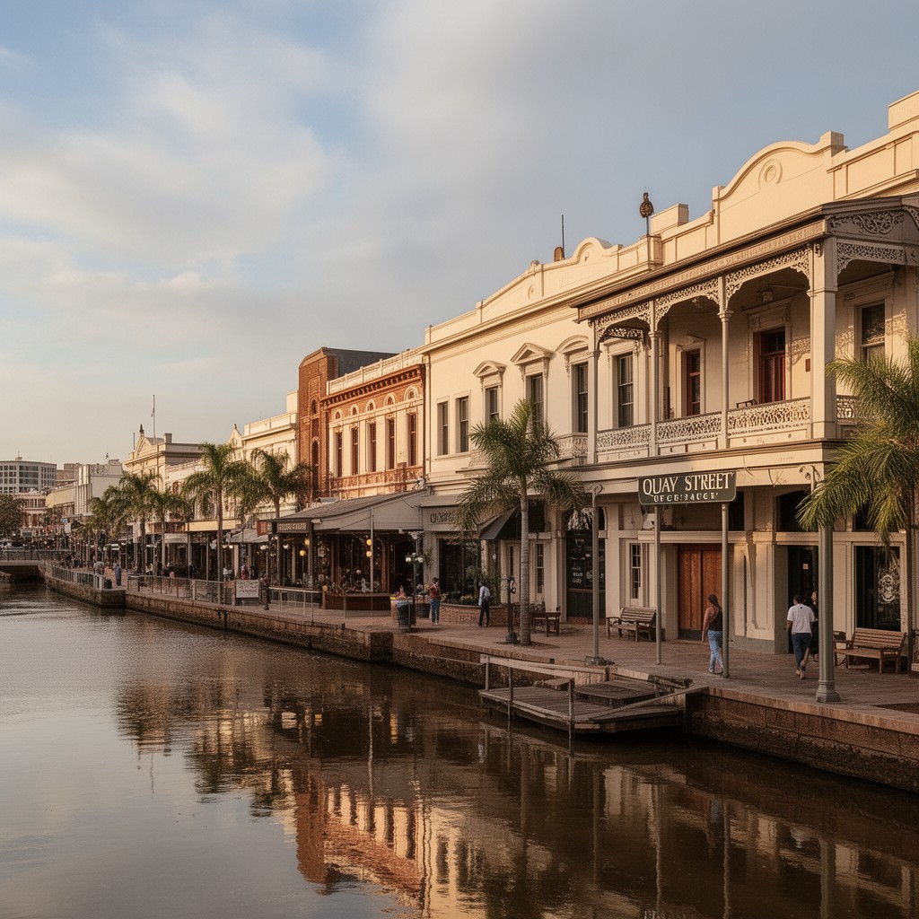 AI-generated illustration of Quay Street historic precinct