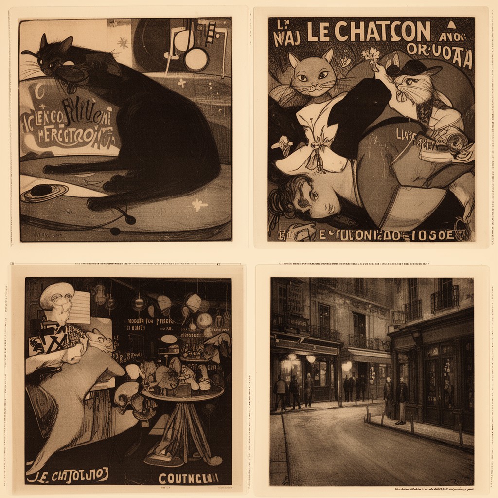 AI-generated illustration of Le Chat Noir posters