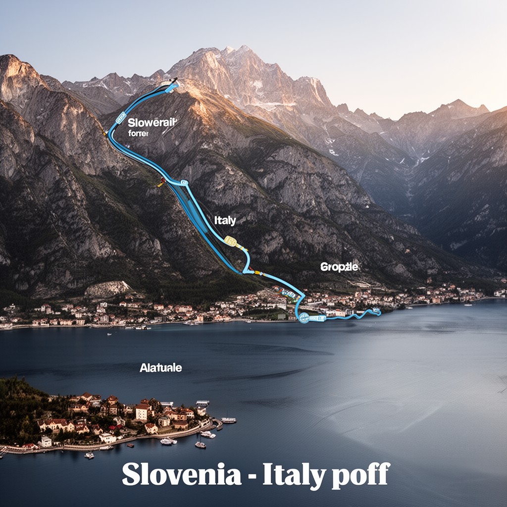 AI-generated illustration of Slovenia–Italy border