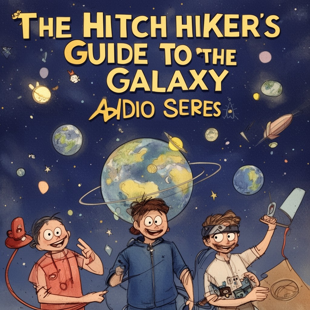 AI-generated illustration of The Hitchhiker's Guide to the Galaxy (radio series)