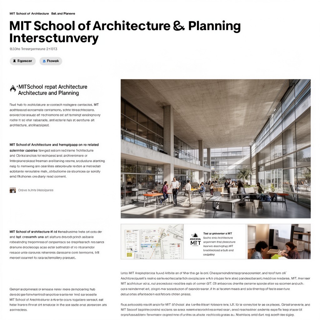 AI-generated illustration of MIT School of Architecture and Planning and related interdisciplinary initiatives