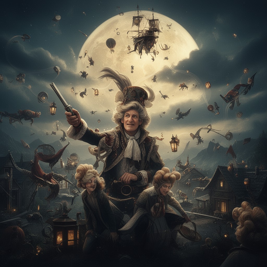 AI-generated illustration of The Adventures of Baron Munchausen