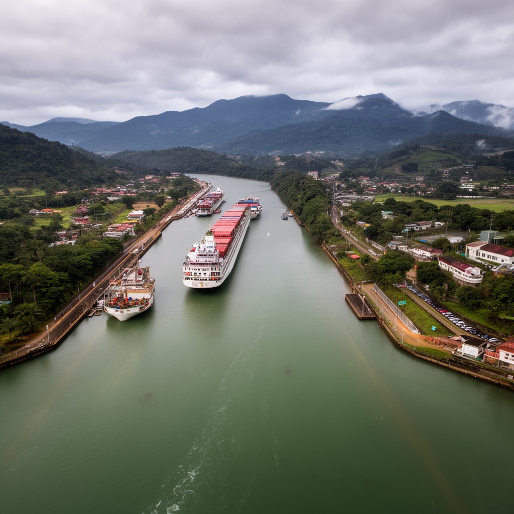 AI-generated illustration of Panama Canal