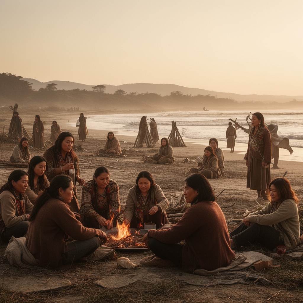 AI-generated illustration of Ohlone peoples