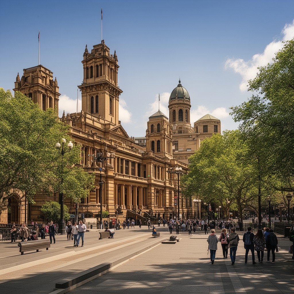 AI-generated illustration of Macquarie Street civic precinct