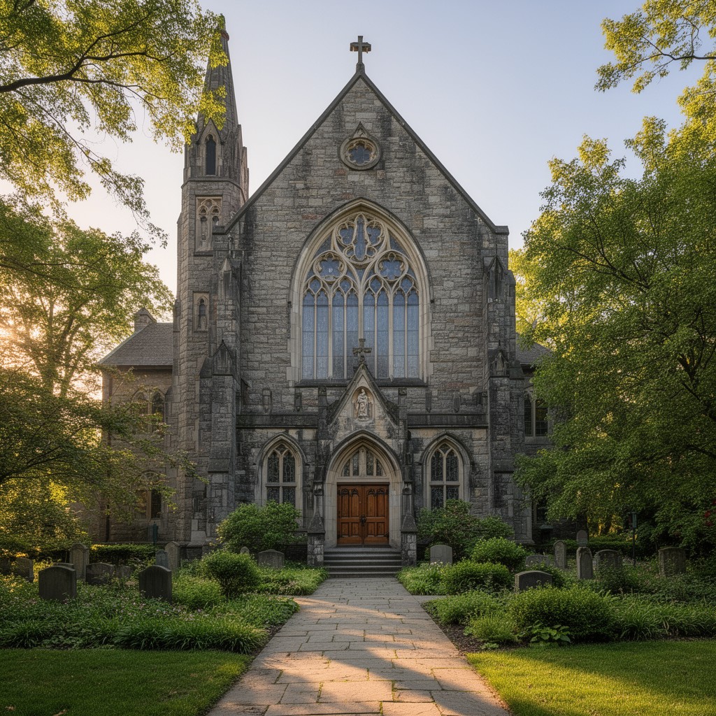 AI-generated illustration of St. James Episcopal Church, Hyde Park, New York