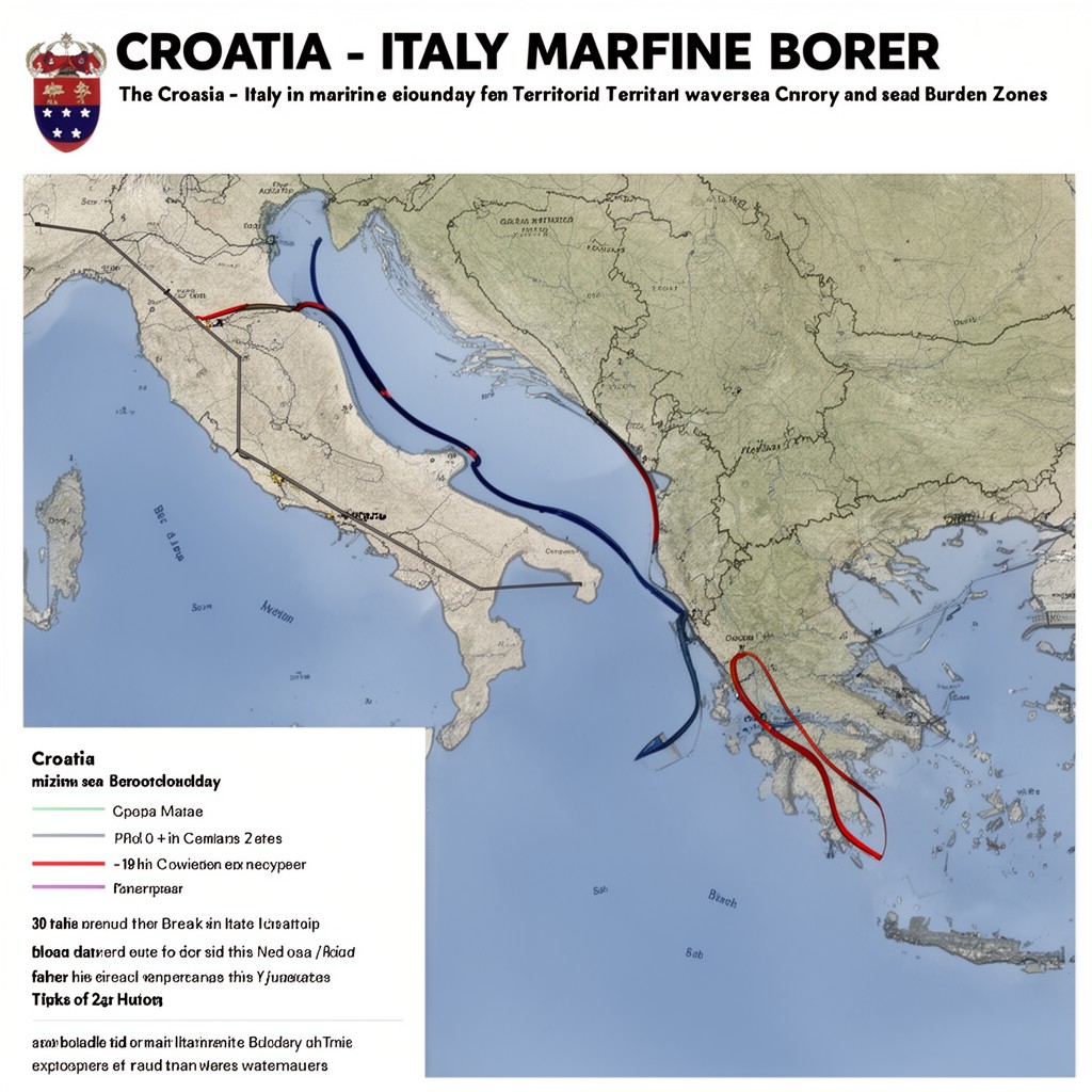 AI-generated illustration of Croatia–Italy maritime border