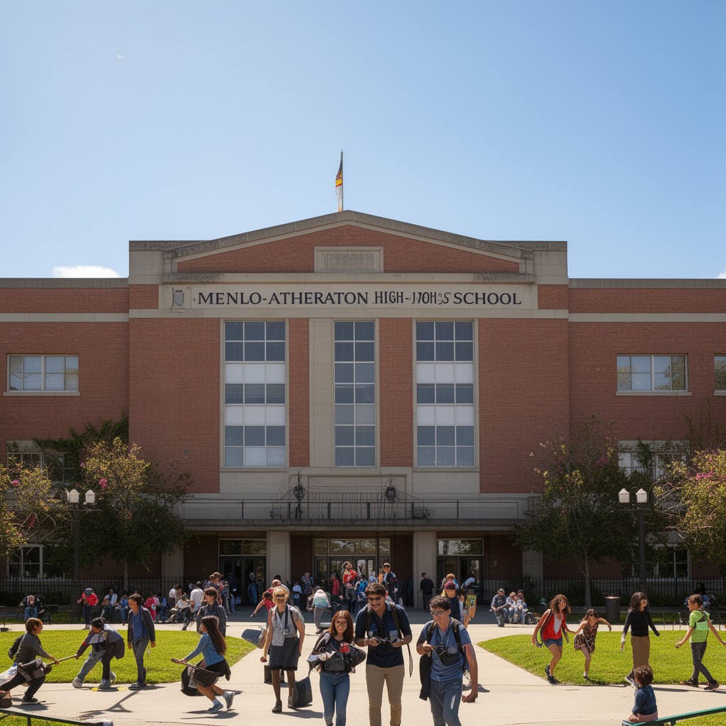 AI-generated illustration of Menlo-Atherton High School