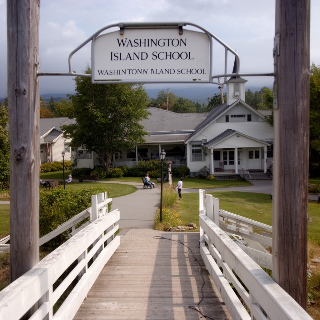 AI-generated illustration of Washington Island School