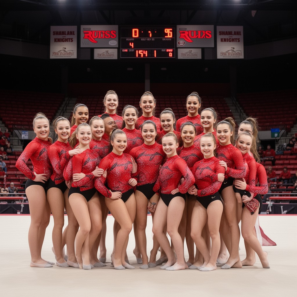 AI-generated illustration of Rutgers Scarlet Knights gymnastics team