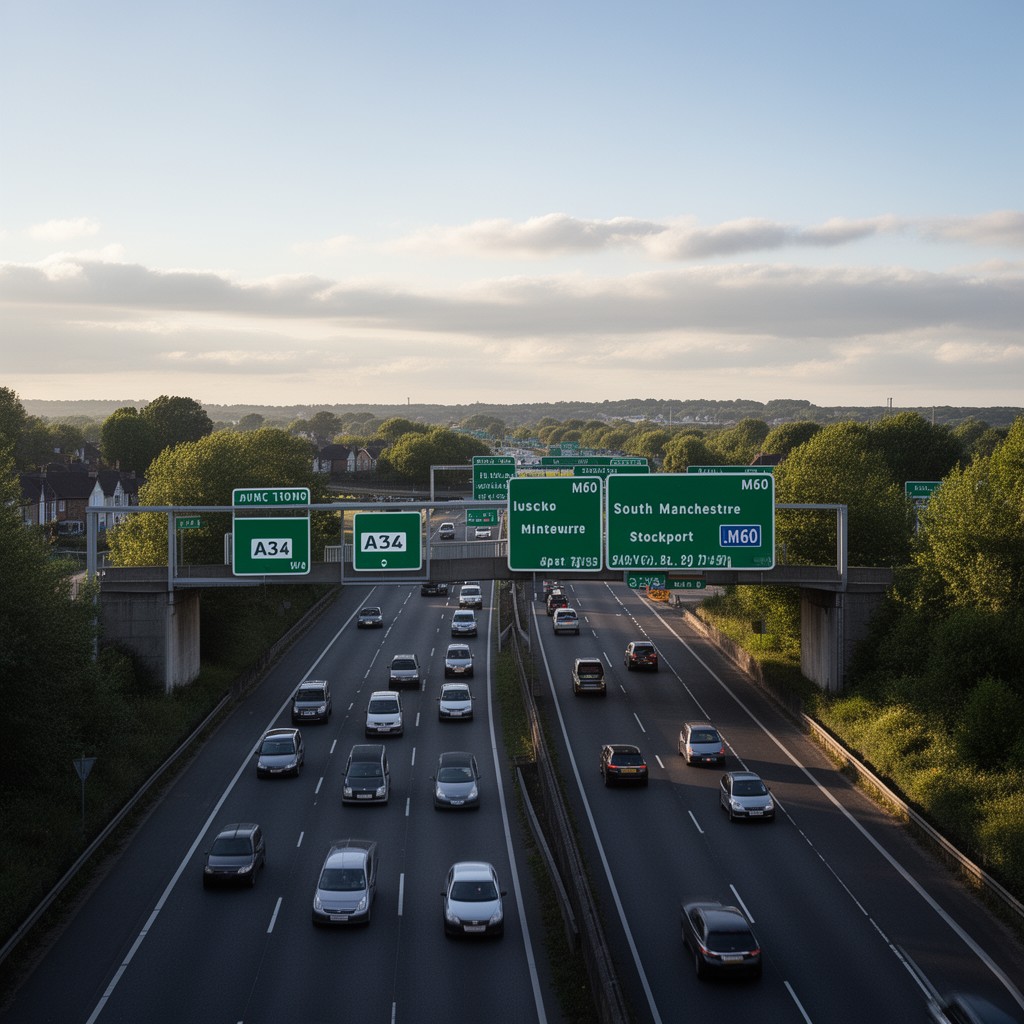 AI-generated illustration of Junction 3 of M60 motorway