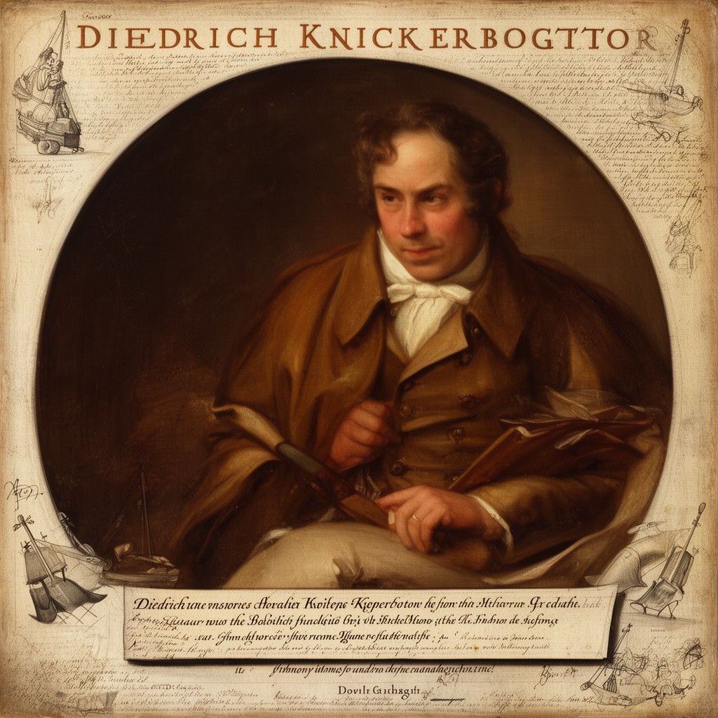 AI-generated illustration of Diedrich Knickerbocker