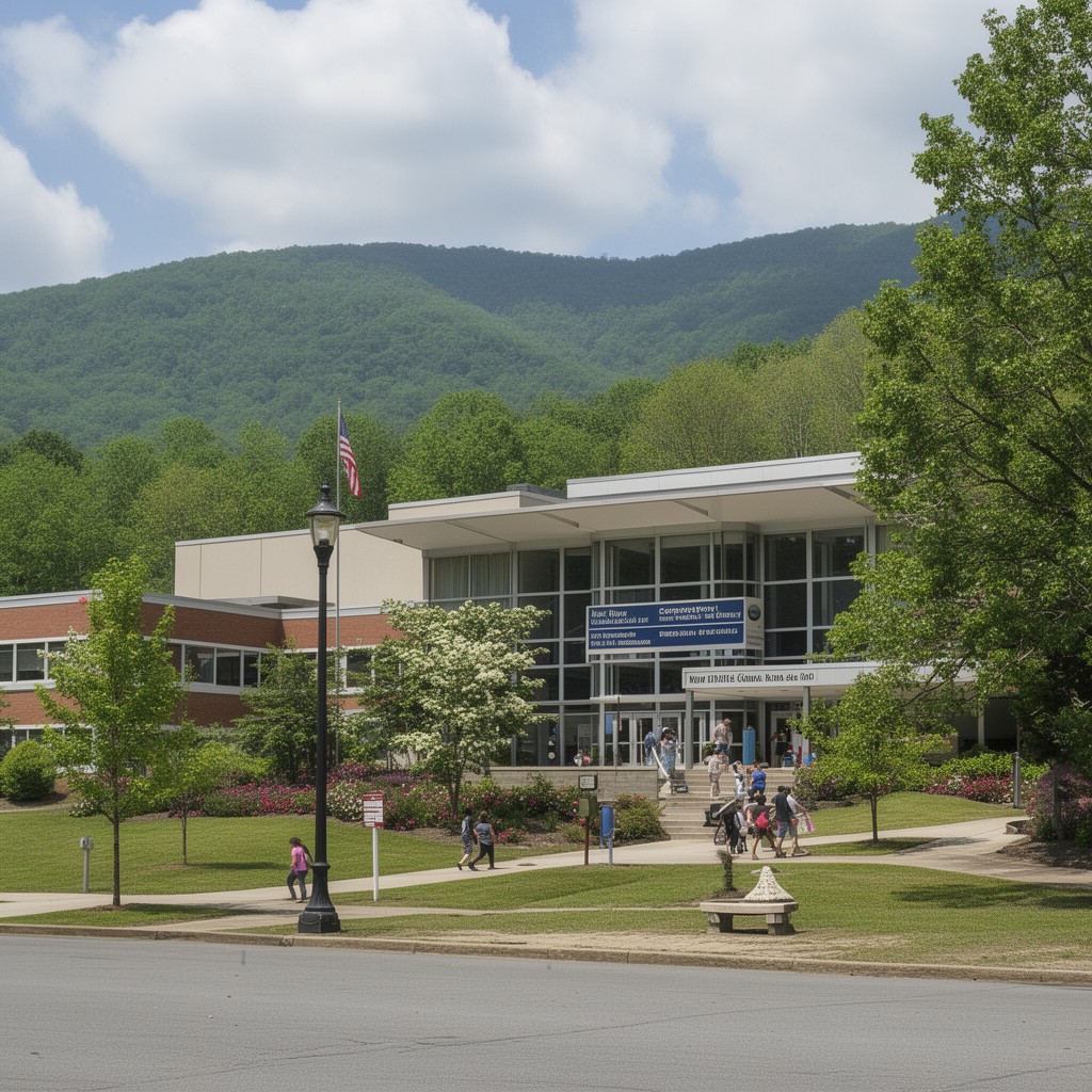 AI-generated illustration of New River Community and Technical College Princeton campus
