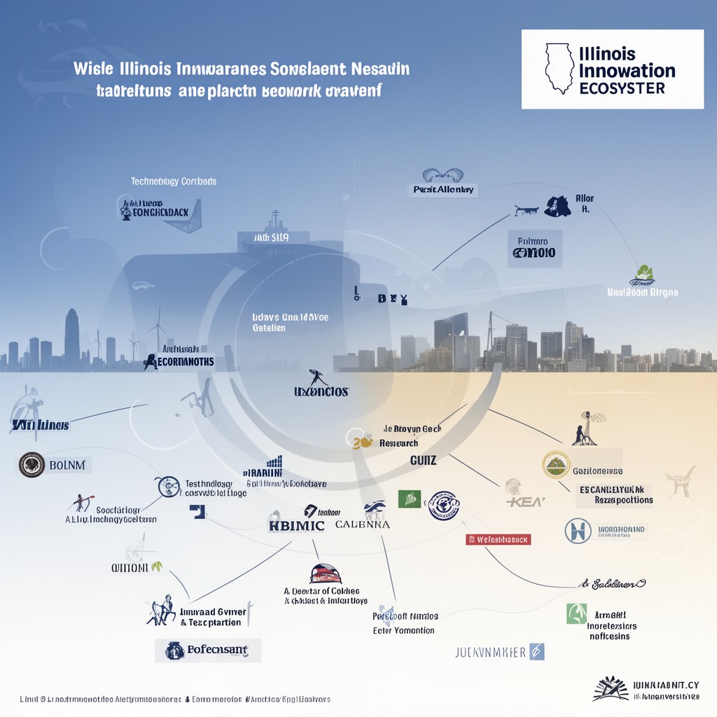 AI-generated illustration of Illinois innovation ecosystem