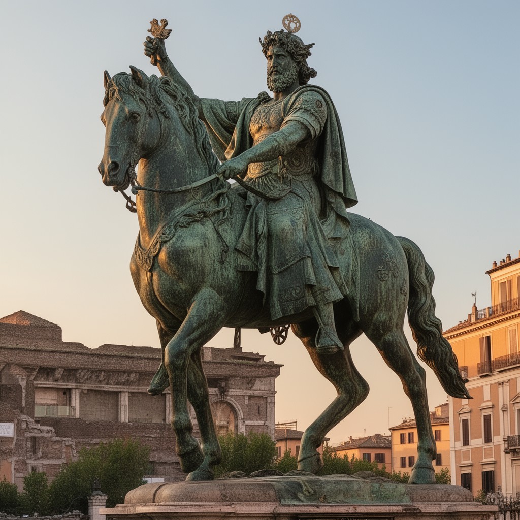 AI-generated illustration of Equestrian Statue of Marcus Aurelius