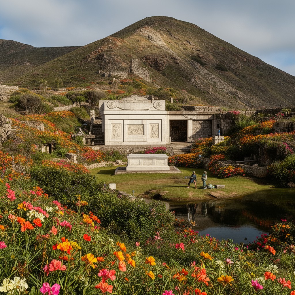 AI-generated illustration of Napoleon’s Tomb (Valley of the Geraniums / Sane Valley)