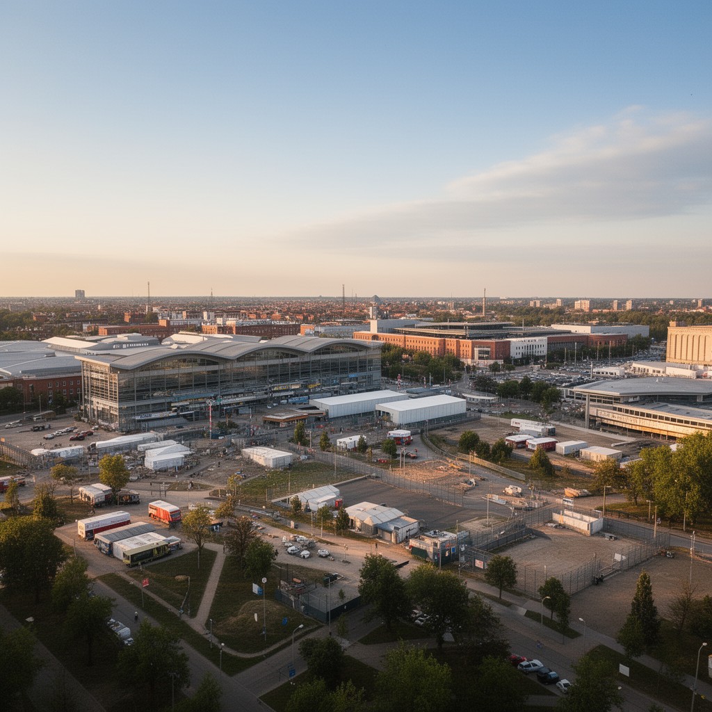 AI-generated illustration of Poznań International Fair grounds