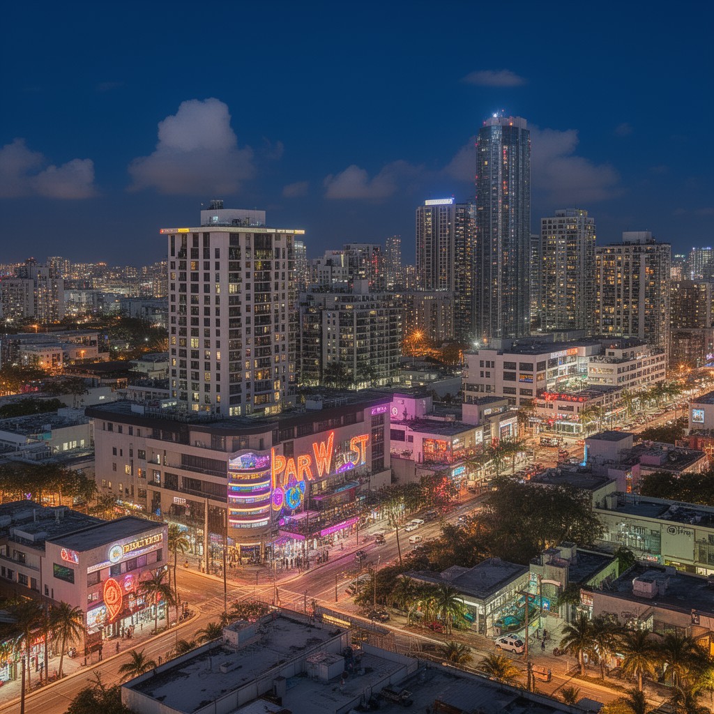AI-generated illustration of Park West (Miami)