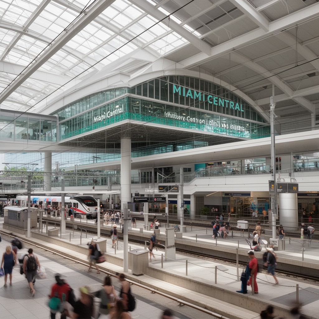 AI-generated illustration of MiamiCentral station