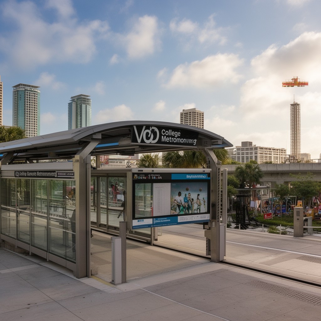 AI-generated illustration of College Bayside Metromover station
