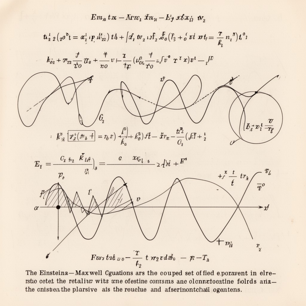 AI-generated illustration of Einstein–Maxwell equations