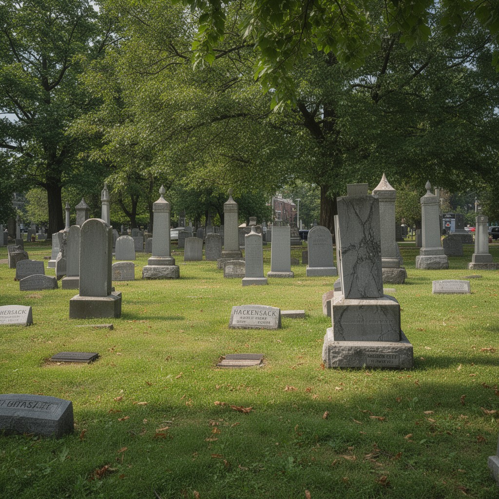 AI-generated illustration of Hackensack Cemetery, Hackensack, New Jersey, United States