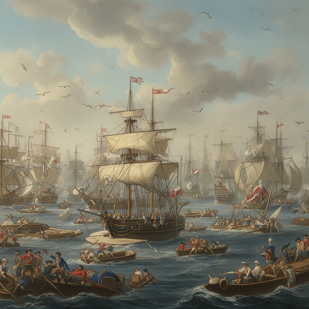 AI-generated illustration of Battle of the Chesapeake