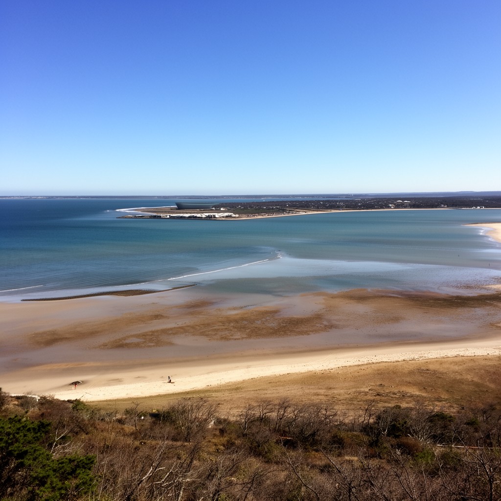 AI-generated illustration of Cape Cod Bay shoreline