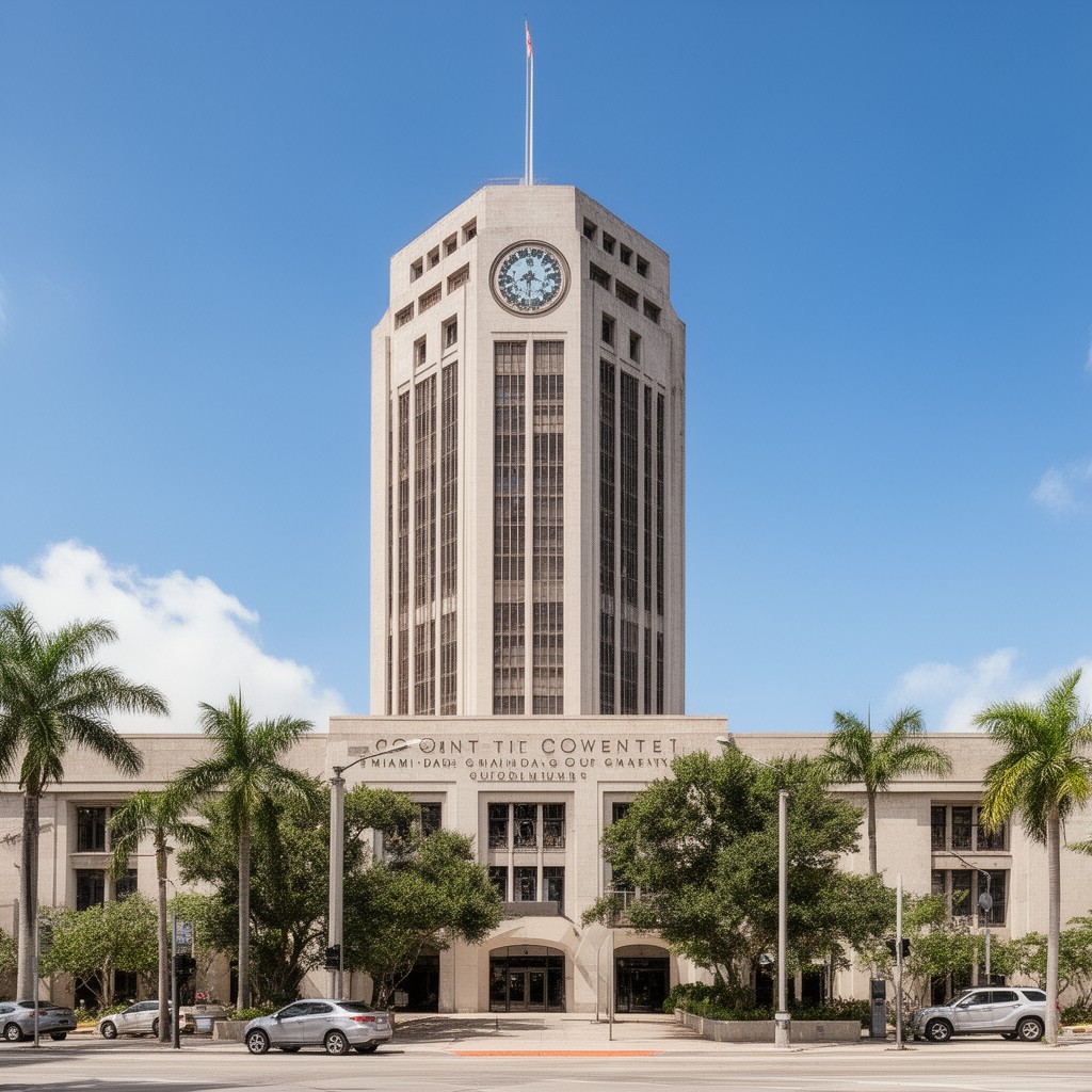 AI-generated illustration of Miami-Dade County Courthouse