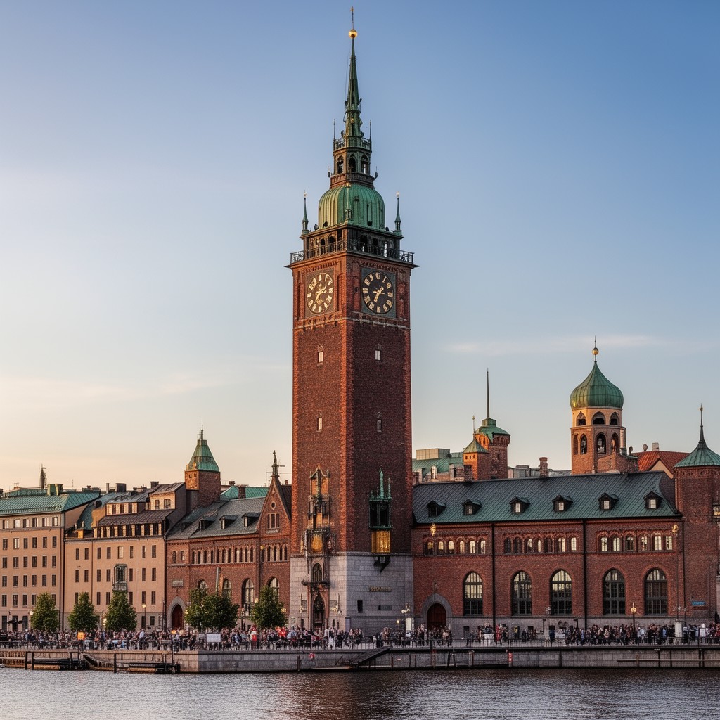 AI-generated illustration of Stockholm City Hall