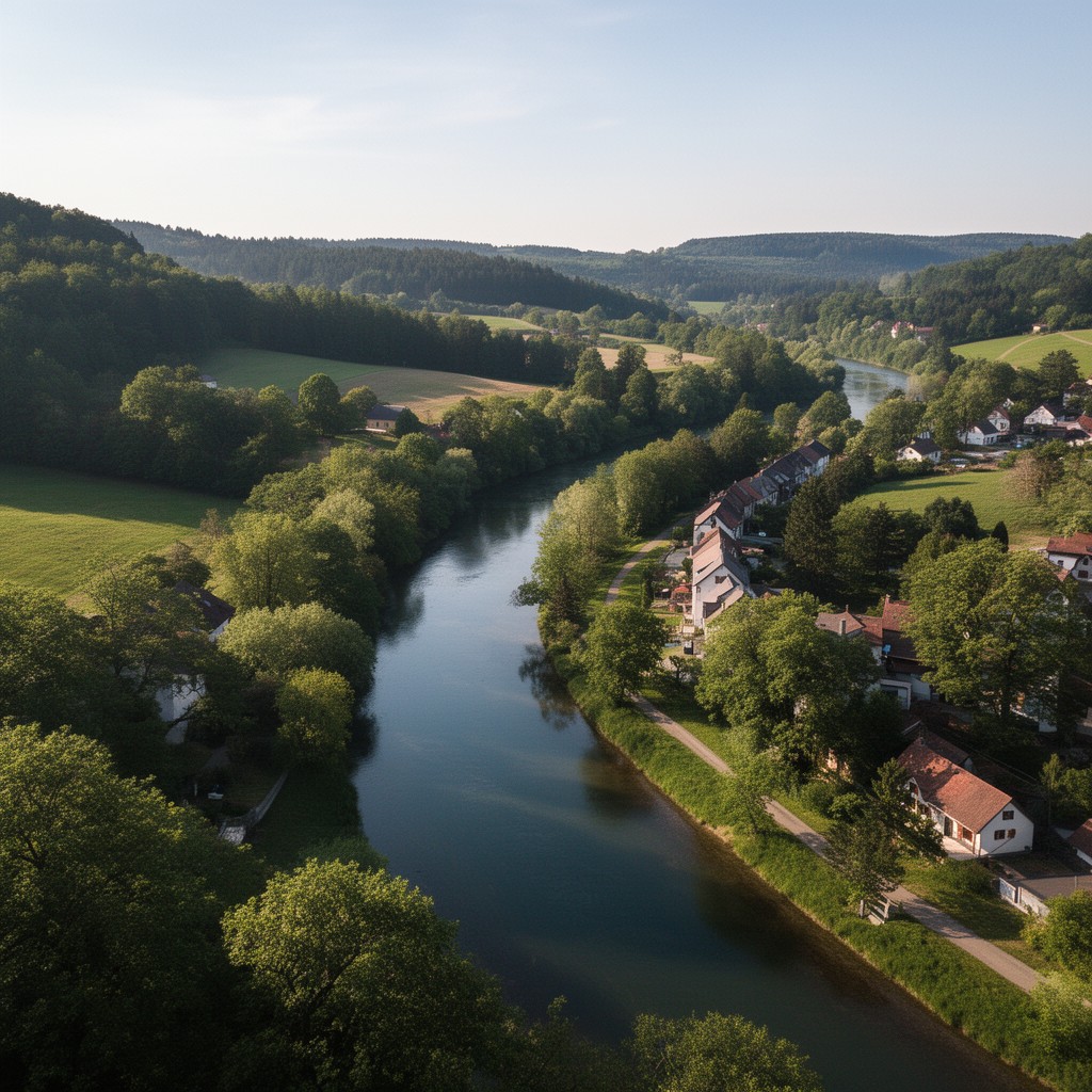 AI-generated illustration of Zwickauer Mulde near Wechselburg