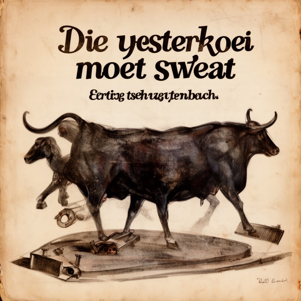 AI-generated illustration of "Die ysterkoei moet sweet"
