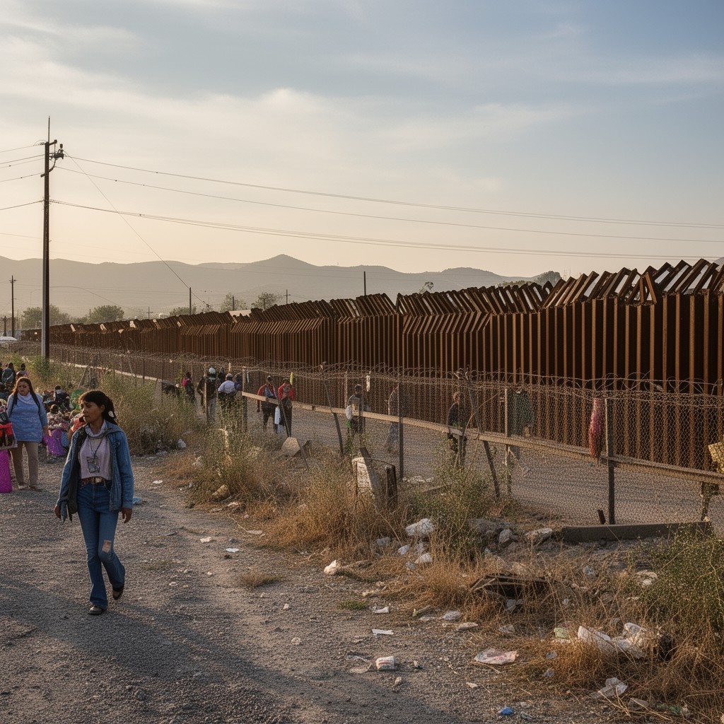 AI-generated illustration of U.S.–Mexico border