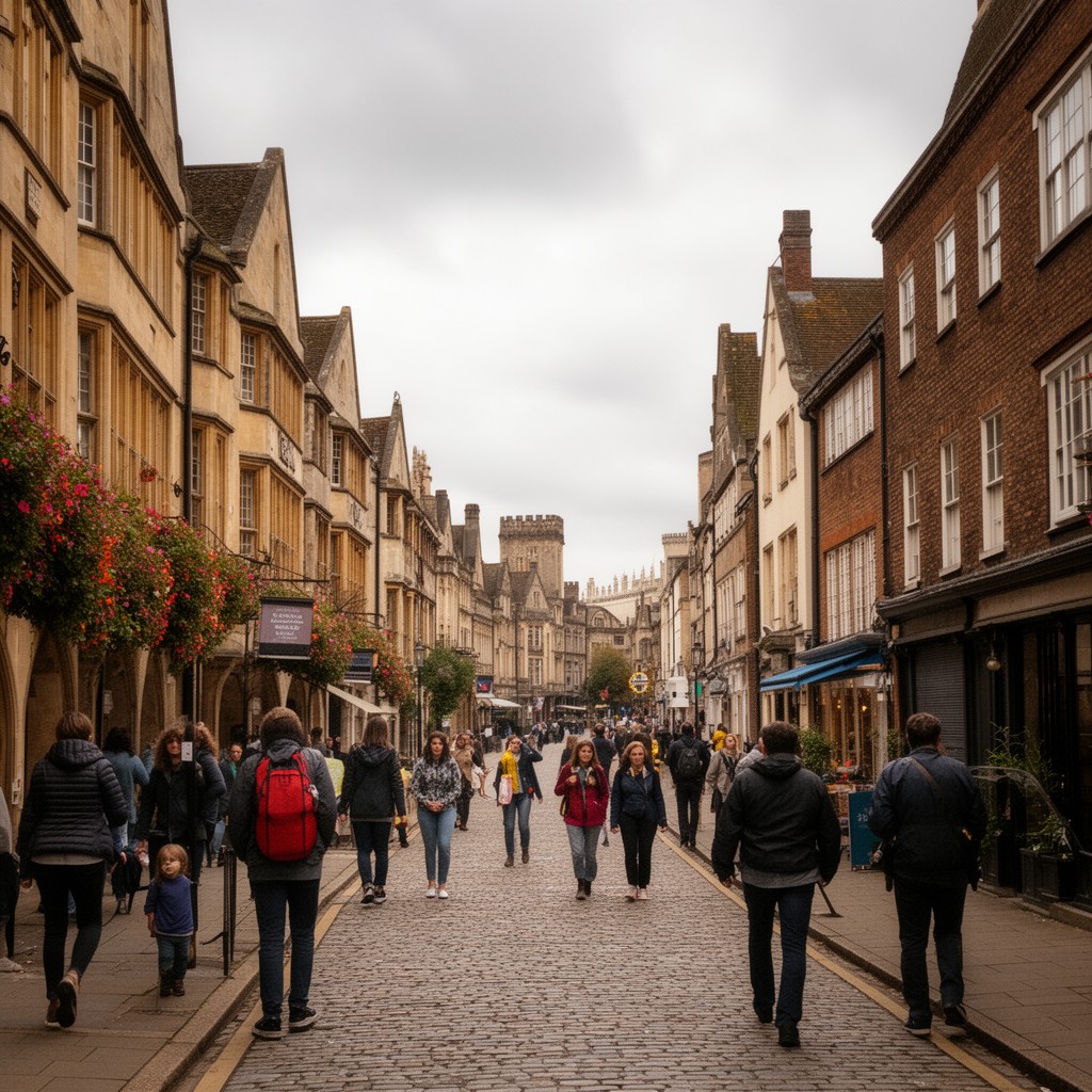 AI-generated illustration of Trumpington Street, Cambridge