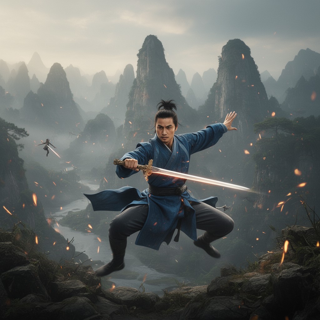 AI-generated illustration of Crouching Tiger, Hidden Dragon: Sword of Destiny
