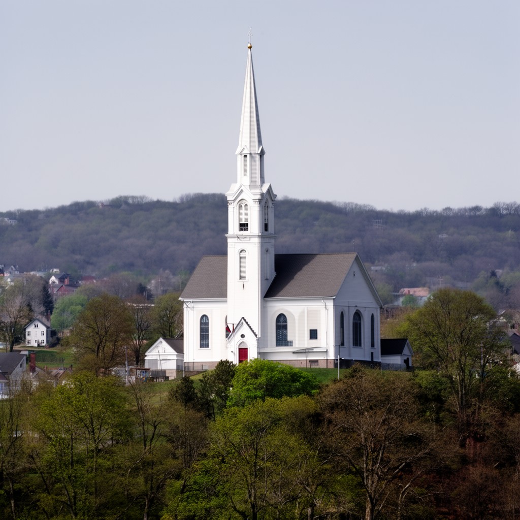 AI-generated illustration of Church on the Hill (Lenox, Massachusetts)
