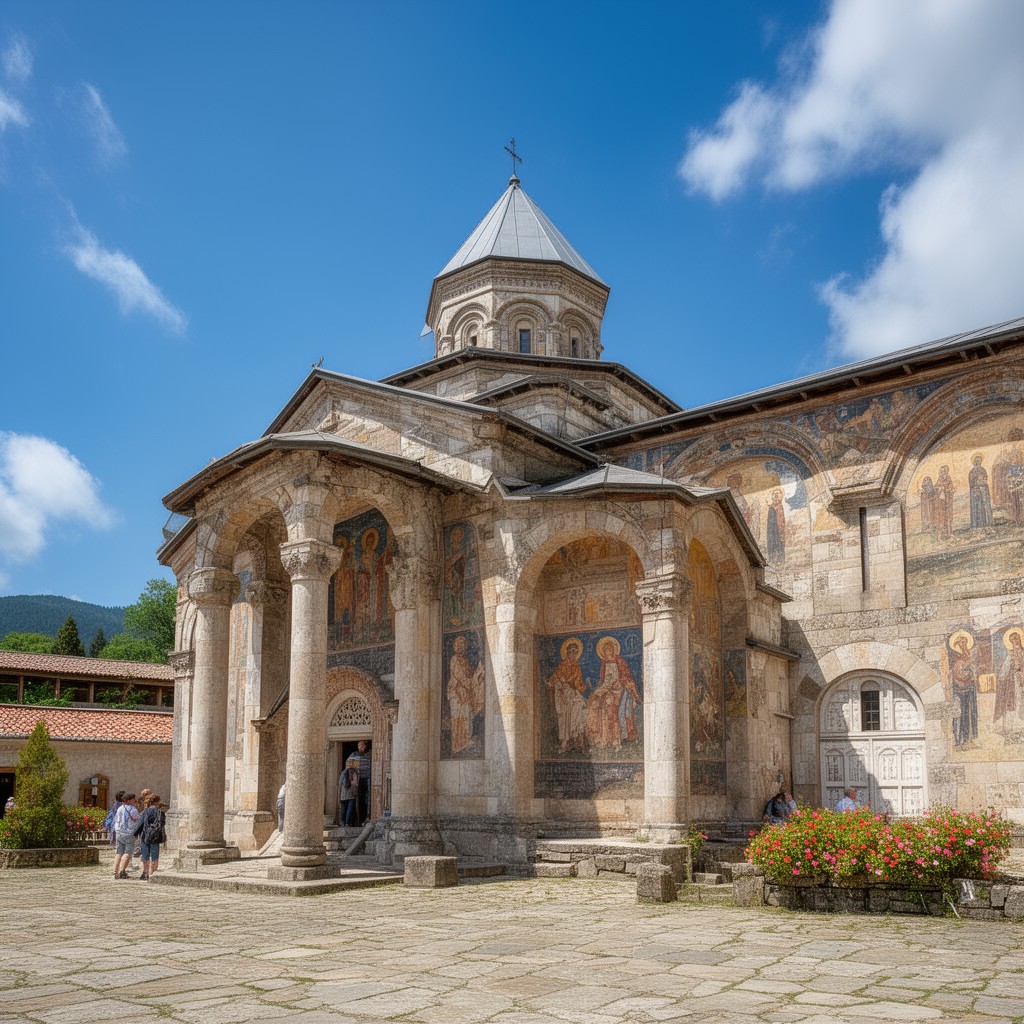 AI-generated illustration of Studenica Monastery