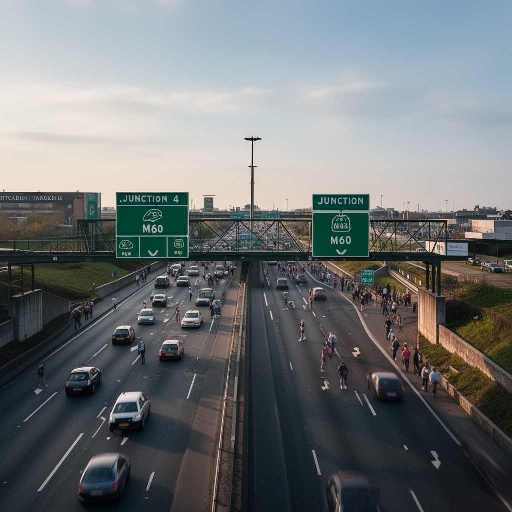 AI-generated illustration of Junction 4 of M60 motorway
