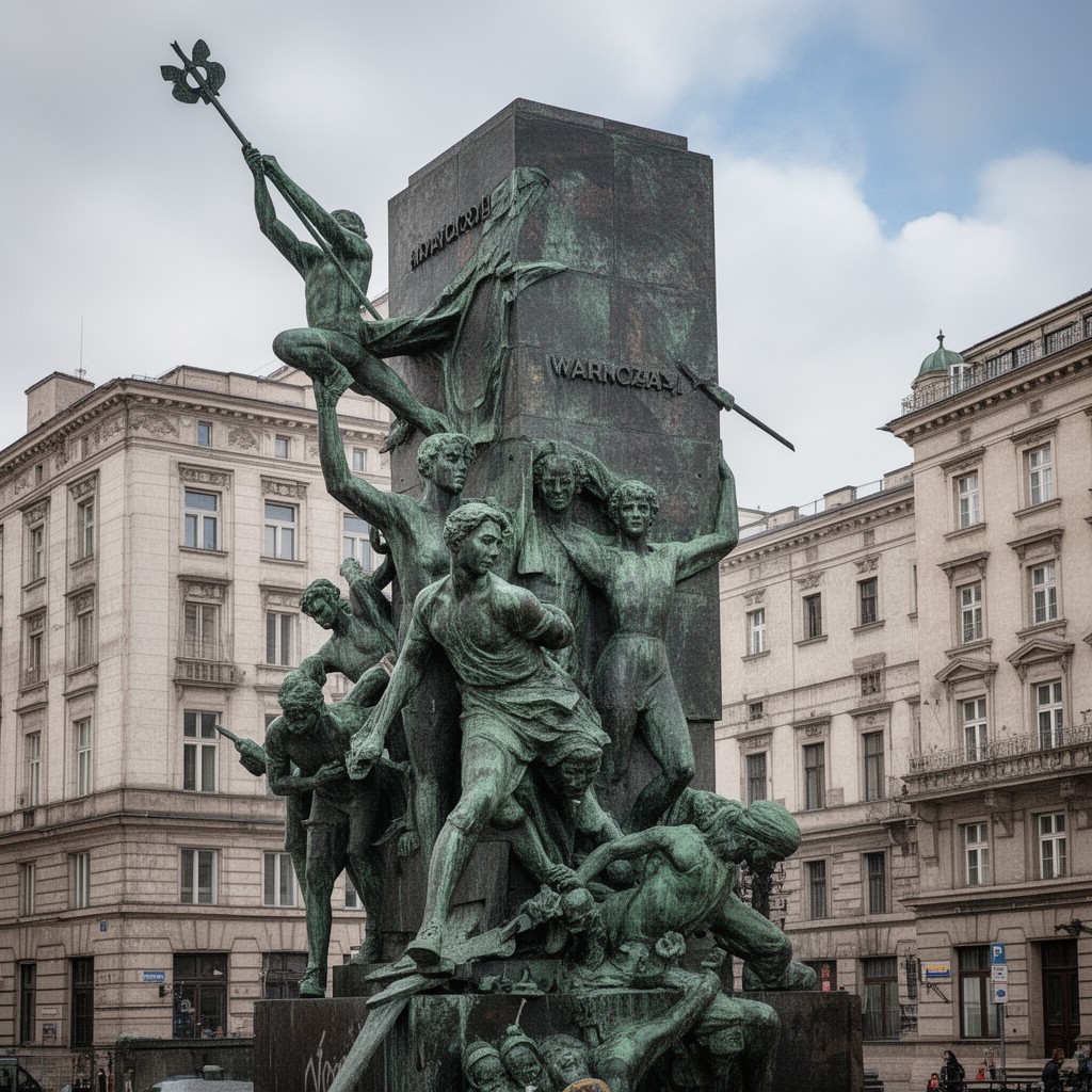 AI-generated illustration of Warsaw Ghetto Heroes Monument