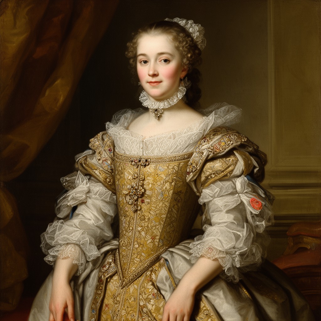 AI-generated illustration of Portrait of a Lady in a Rich Gown