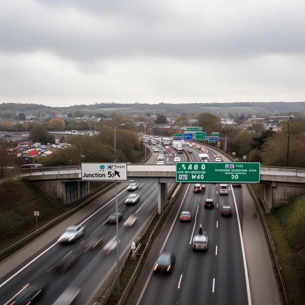 AI-generated illustration of Junction 5 of M60 motorway