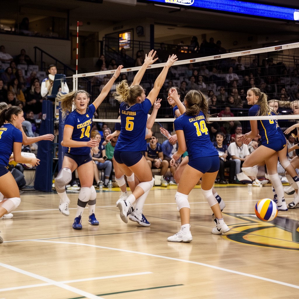 AI-generated illustration of California Golden Bears women's volleyball team