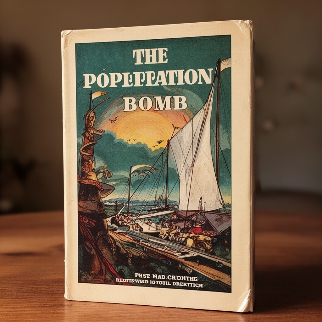AI-generated illustration of the book "The Population Bomb"