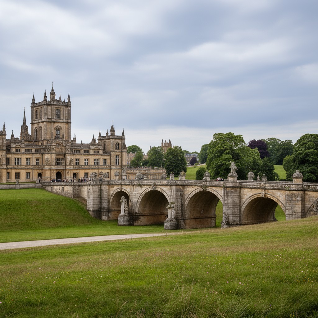 AI-generated illustration of Grand Bridge at Blenheim Palace