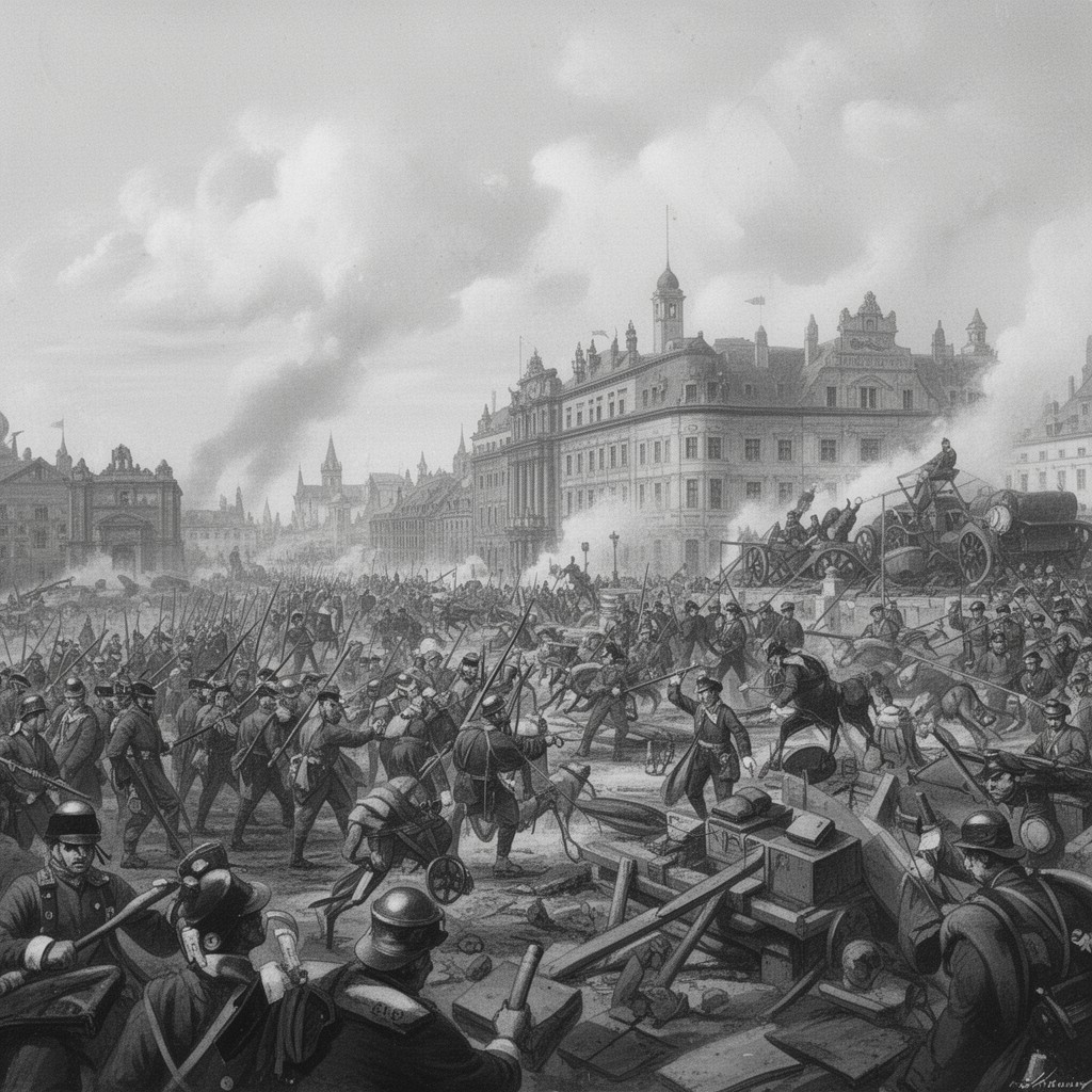 AI-generated illustration of Russian advance toward Berlin (1759)